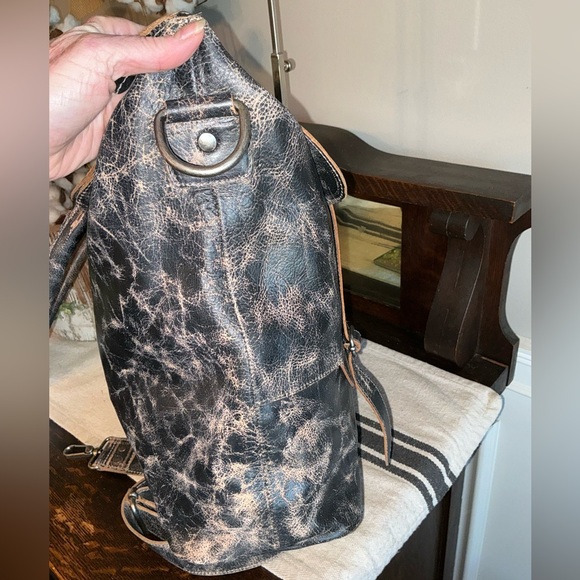 NWT Bed Stu Leather Big Fork Crossbody Tote Shoulder Bag Black Rustic MSRP $365 - Picture 6 of 13